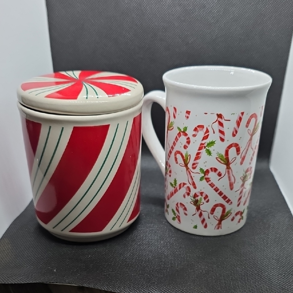 Royal Norfolk Candy Cane and Peppermint Mug And Candy Holder